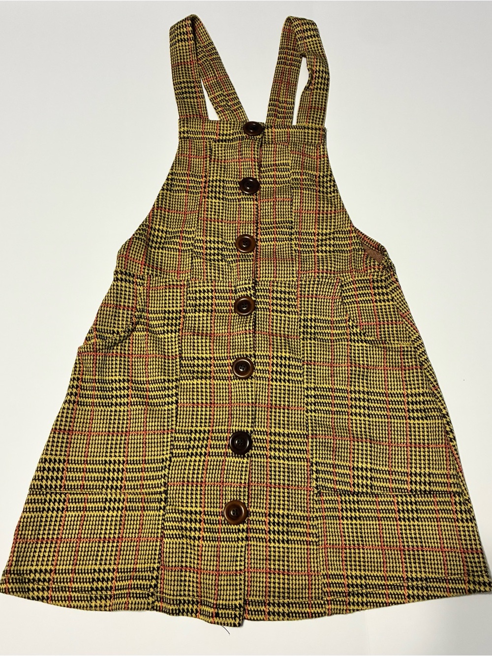 Urban Outfitters Yellow Plaid Pinafore Jumper Dress M